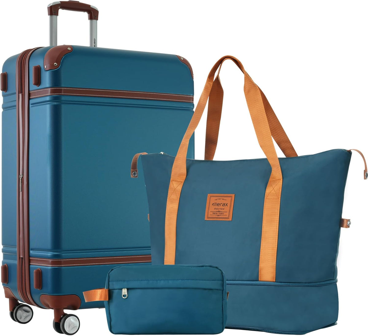 Hardshell Luggage Set, Travel Suitcase Set | Carry on suitcase,Travel luggage set with double spinner wheels and lock.14" 20" 24" 28"+Duffel Bag+Toiletry Bag - Colors B