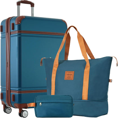 Hardshell Luggage Set, Travel Suitcase Set | Carry on suitcase,Travel luggage set with double spinner wheels and lock.14" 20" 24" 28"+Duffel Bag+Toiletry Bag - Colors B