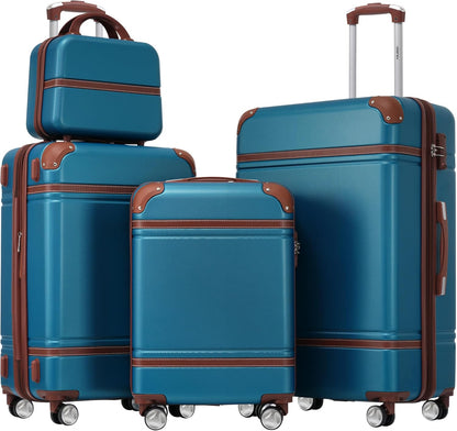 Hardshell Luggage Set, Travel Suitcase Set | Carry on suitcase,Travel luggage set with double spinner wheels and lock.14" 20" 24" 28"+Duffel Bag+Toiletry Bag - Colors B