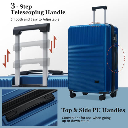 Hardshell Luggage Set, Travel Suitcase Set | Carry on suitcase,Travel luggage set with double spinner wheels and lock.14" 20" 24" 28"+Duffel Bag+Toiletry Bag - Colors B
