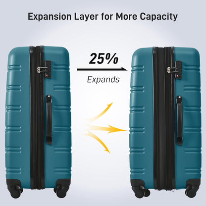 Hardshell Luggage Set, Travel Suitcase Set | Carry on suitcase,Travel luggage set with double spinner wheels and lock.14" 20" 24" 28"+Duffel Bag+Toiletry Bag - Colors B