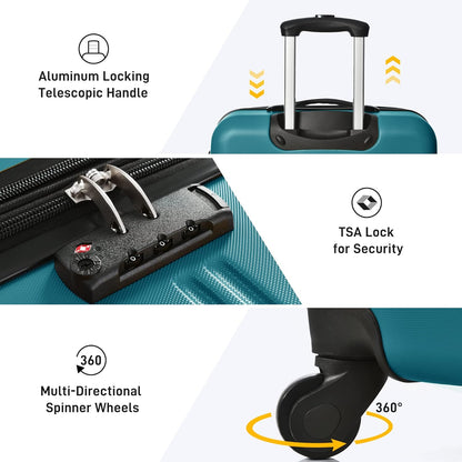 Hardshell Luggage Set, Travel Suitcase Set | Carry on suitcase,Travel luggage set with double spinner wheels and lock.14" 20" 24" 28"+Duffel Bag+Toiletry Bag - Colors B