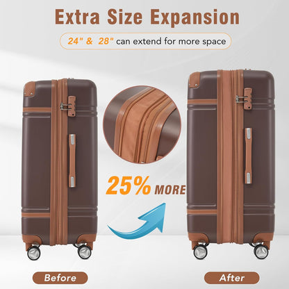 Hardshell Luggage Set, Travel Suitcase Set | Carry on suitcase,Travel luggage set with double spinner wheels and lock.14" 20" 24" 28"+Duffel Bag+Toiletry Bag - Colors B