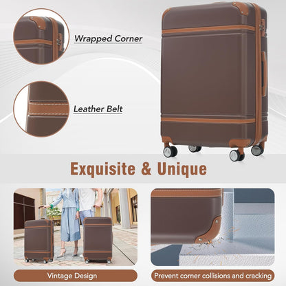 Hardshell Luggage Set, Travel Suitcase Set | Carry on suitcase,Travel luggage set with double spinner wheels and lock.14" 20" 24" 28"+Duffel Bag+Toiletry Bag - Colors B