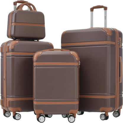 Hardshell Luggage Set, Travel Suitcase Set | Carry on suitcase,Travel luggage set with double spinner wheels and lock.14" 20" 24" 28"+Duffel Bag+Toiletry Bag - Colors B