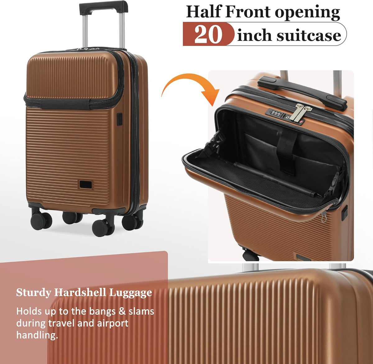 Hardshell Luggage Set, Travel Suitcase Set | Carry on suitcase,Travel luggage set with double spinner wheels and lock.14" 20" 24" 28"+Duffel Bag+Toiletry Bag - Colors B