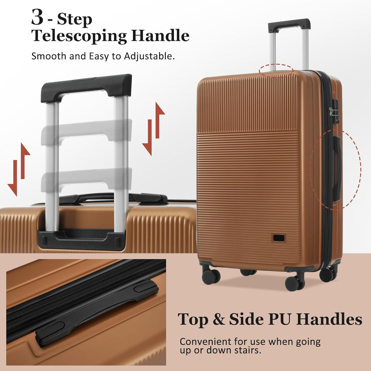 Hardshell Luggage Set, Travel Suitcase Set | Carry on suitcase,Travel luggage set with double spinner wheels and lock.14" 20" 24" 28"+Duffel Bag+Toiletry Bag - Colors B