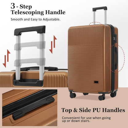 Hardshell Luggage Set, Travel Suitcase Set | Carry on suitcase,Travel luggage set with double spinner wheels and lock.14" 20" 24" 28"+Duffel Bag+Toiletry Bag - Colors B