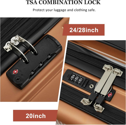 Hardshell Luggage Set, Travel Suitcase Set | Carry on suitcase,Travel luggage set with double spinner wheels and lock.14" 20" 24" 28"+Duffel Bag+Toiletry Bag - Colors B