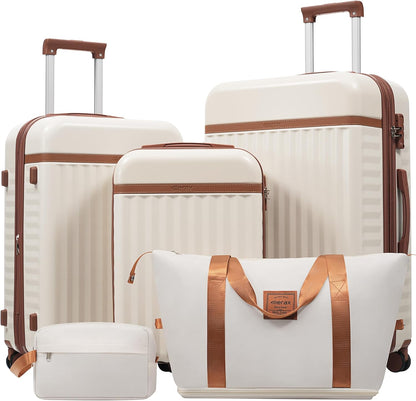 Hardshell Luggage Set, Travel Suitcase Set | Carry on suitcase,Travel luggage set with double spinner wheels and lock.14" 20" 24" 28"+Duffel Bag+Toiletry Bag - Colors B
