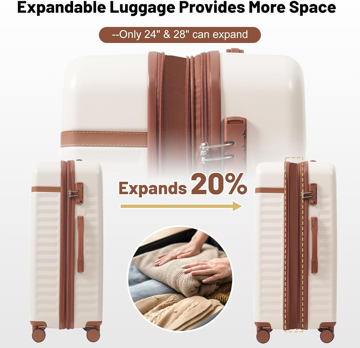 Hardshell Luggage Set, Travel Suitcase Set | Carry on suitcase,Travel luggage set with double spinner wheels and lock.14" 20" 24" 28"+Duffel Bag+Toiletry Bag - Colors B