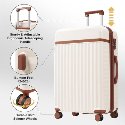 Hardshell Luggage Set, Travel Suitcase Set | Carry on suitcase,Travel luggage set with double spinner wheels and lock.14" 20" 24" 28"+Duffel Bag+Toiletry Bag - Colors B