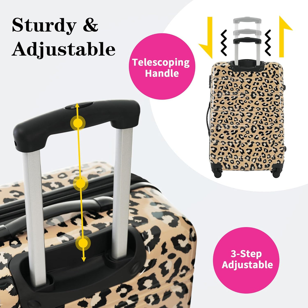 Hardshell Luggage Set, Travel Suitcase Set | Carry on suitcase,Travel luggage set with double spinner wheels and lock.14" 20" 24" 28"+Duffel Bag+Toiletry Bag - Colors B