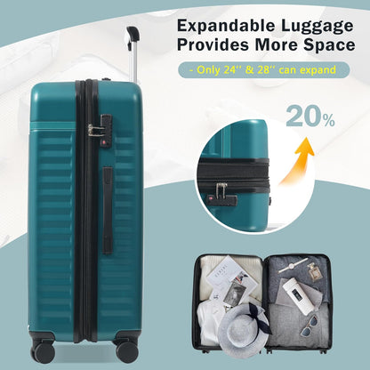 Hardshell Luggage Set, Travel Suitcase Set | Carry on suitcase,Travel luggage set with double spinner wheels and lock.14" 20" 24" 28"+Duffel Bag+Toiletry Bag - Colors B