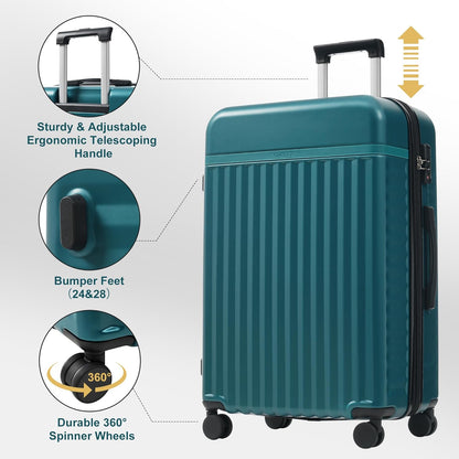 Hardshell Luggage Set, Travel Suitcase Set | Carry on suitcase,Travel luggage set with double spinner wheels and lock.14" 20" 24" 28"+Duffel Bag+Toiletry Bag - Colors B