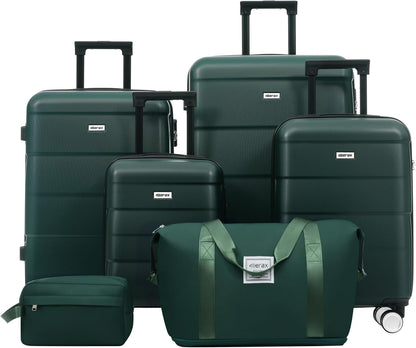 Hardshell Luggage Set, Travel Suitcase Set | Carry on suitcase,Travel luggage set with double spinner wheels and lock.14" 20" 24" 28"+Duffel Bag+Toiletry Bag - Colors B