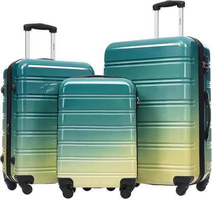 Hardshell Luggage Set, Travel Suitcase Set | Carry on suitcase,Travel luggage set with double spinner wheels and lock.14" 20" 24" 28"+Duffel Bag+Toiletry Bag - Colors B
