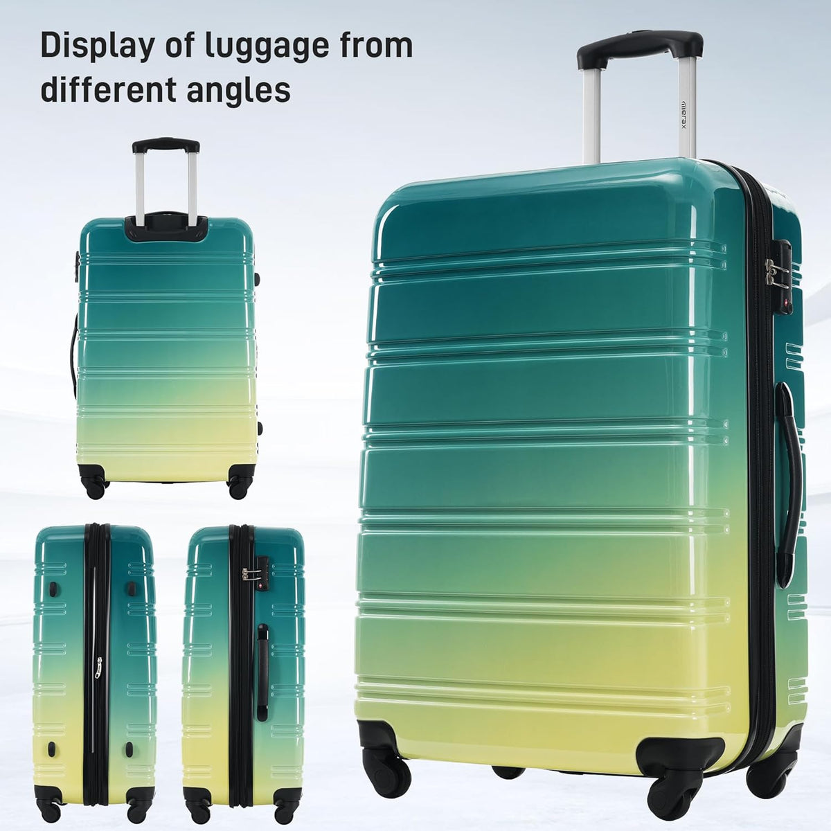 Hardshell Luggage Set, Travel Suitcase Set | Carry on suitcase,Travel luggage set with double spinner wheels and lock.14" 20" 24" 28"+Duffel Bag+Toiletry Bag - Colors B