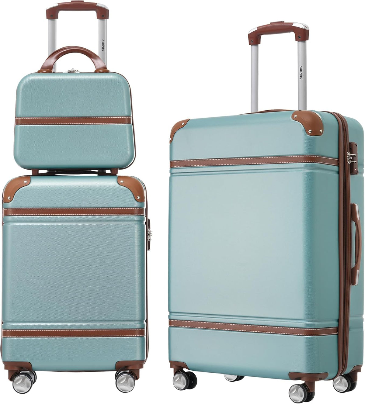 Hardshell Luggage Set, Travel Suitcase Set | Carry on suitcase,Travel luggage set with double spinner wheels and lock.14" 20" 24" 28"+Duffel Bag+Toiletry Bag - Colors B