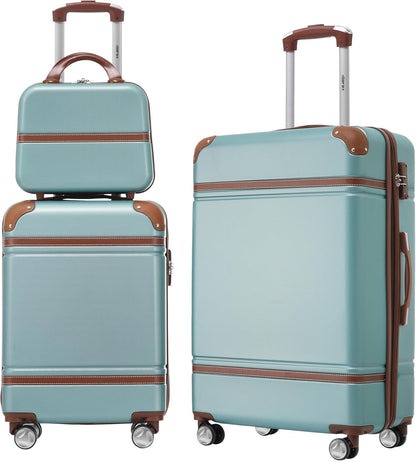 Hardshell Luggage Set, Travel Suitcase Set | Carry on suitcase,Travel luggage set with double spinner wheels and lock.14" 20" 24" 28"+Duffel Bag+Toiletry Bag - Colors B
