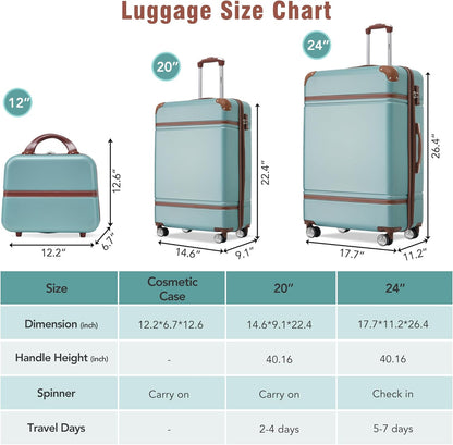 Hardshell Luggage Set, Travel Suitcase Set | Carry on suitcase,Travel luggage set with double spinner wheels and lock.14" 20" 24" 28"+Duffel Bag+Toiletry Bag - Colors B