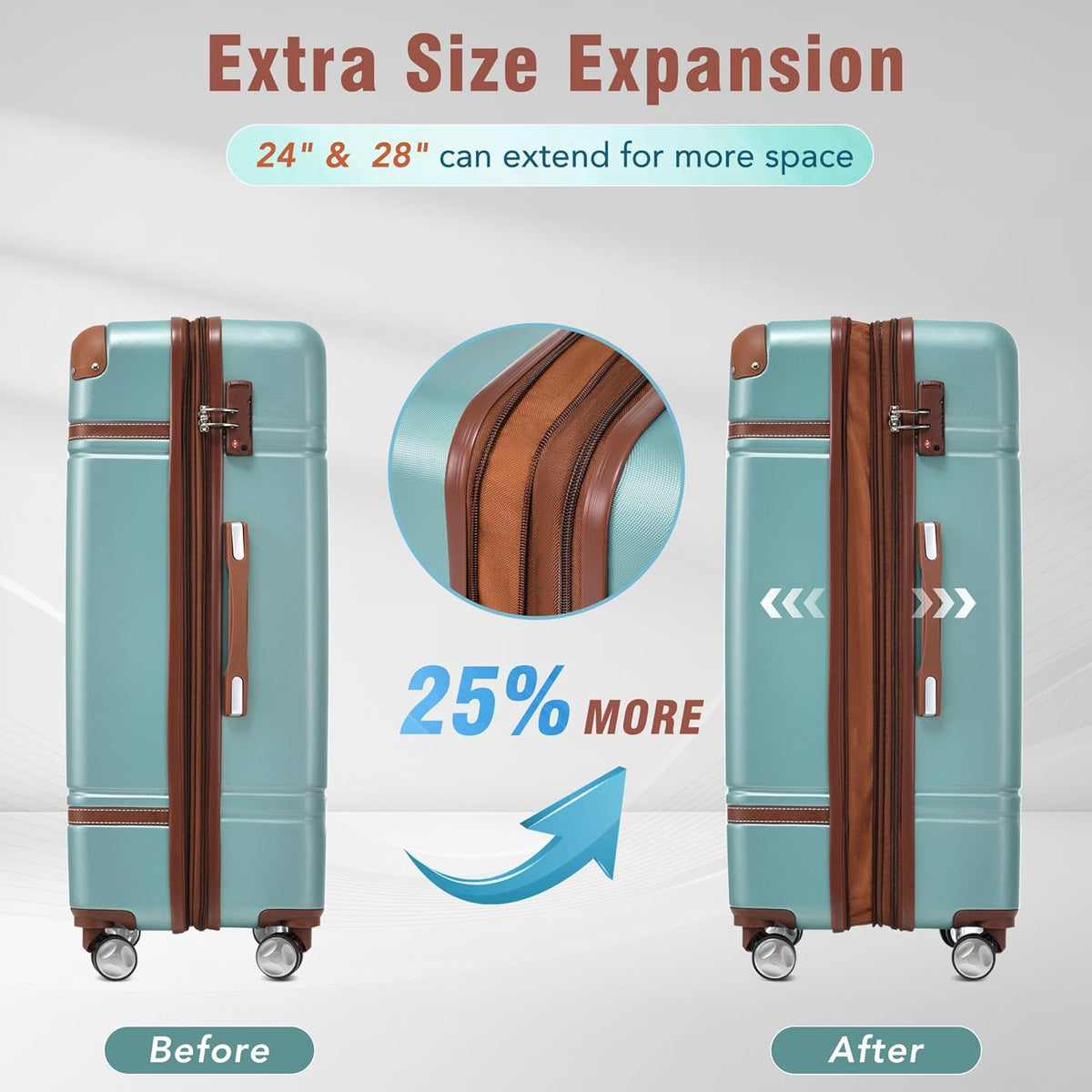 Hardshell Luggage Set, Travel Suitcase Set | Carry on suitcase,Travel luggage set with double spinner wheels and lock.14" 20" 24" 28"+Duffel Bag+Toiletry Bag - Colors B