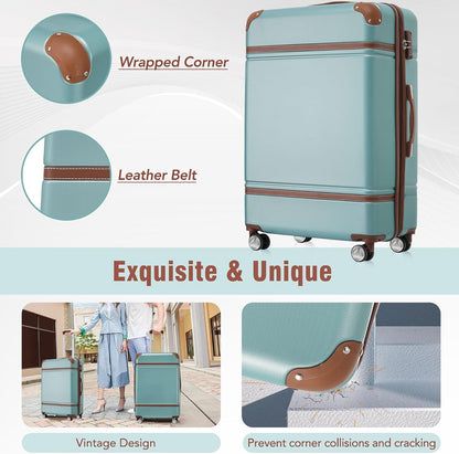 Hardshell Luggage Set, Travel Suitcase Set | Carry on suitcase,Travel luggage set with double spinner wheels and lock.14" 20" 24" 28"+Duffel Bag+Toiletry Bag - Colors B