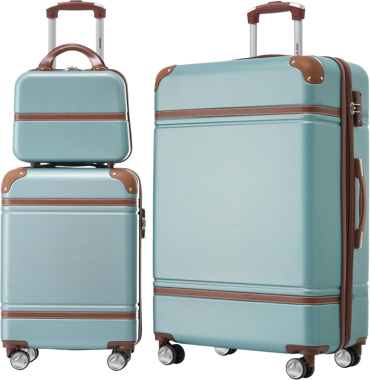 Hardshell Luggage Set, Travel Suitcase Set | Carry on suitcase,Travel luggage set with double spinner wheels and lock.14" 20" 24" 28"+Duffel Bag+Toiletry Bag - Colors B