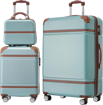 Hardshell Luggage Set, Travel Suitcase Set | Carry on suitcase,Travel luggage set with double spinner wheels and lock.14" 20" 24" 28"+Duffel Bag+Toiletry Bag - Colors B