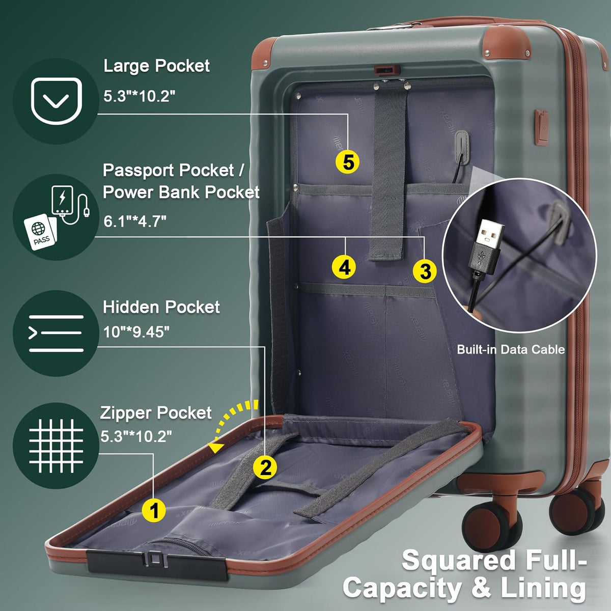 Hardshell Luggage Set, Travel Suitcase Set | Carry on suitcase,Travel luggage set with double spinner wheels and lock.14" 20" 24" 28"+Duffel Bag+Toiletry Bag - Colors B