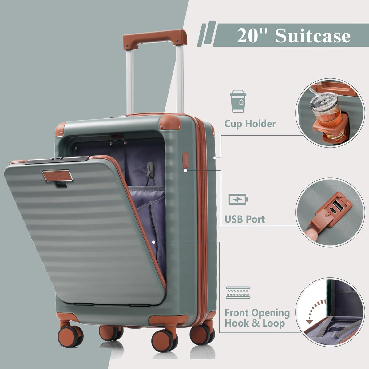 Hardshell Luggage Set, Travel Suitcase Set | Carry on suitcase,Travel luggage set with double spinner wheels and lock.14" 20" 24" 28"+Duffel Bag+Toiletry Bag - Colors B
