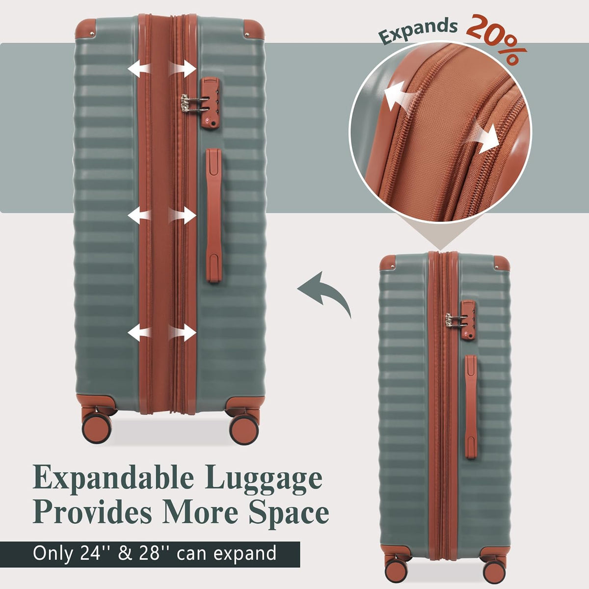 Hardshell Luggage Set, Travel Suitcase Set | Carry on suitcase,Travel luggage set with double spinner wheels and lock.14" 20" 24" 28"+Duffel Bag+Toiletry Bag - Colors B