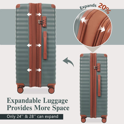 Hardshell Luggage Set, Travel Suitcase Set | Carry on suitcase,Travel luggage set with double spinner wheels and lock.14" 20" 24" 28"+Duffel Bag+Toiletry Bag - Colors B