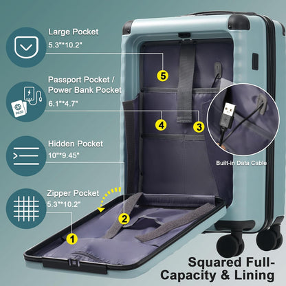 Hardshell Luggage Set, Travel Suitcase Set | Carry on suitcase,Travel luggage set with double spinner wheels and lock.14" 20" 24" 28"+Duffel Bag+Toiletry Bag - Colors B