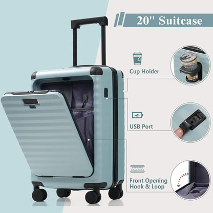 Hardshell Luggage Set, Travel Suitcase Set | Carry on suitcase,Travel luggage set with double spinner wheels and lock.14" 20" 24" 28"+Duffel Bag+Toiletry Bag - Colors B