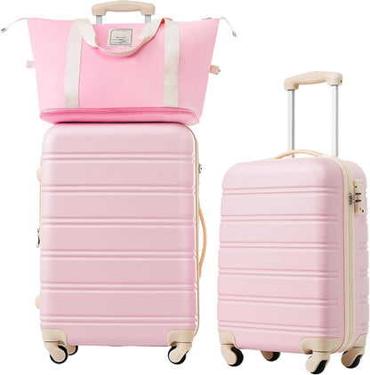 Hardshell Luggage Set, Travel Suitcase Set | Carry on suitcase,Travel luggage set with double spinner wheels and lock.14" 20" 24" 28"+Duffel Bag+Toiletry Bag - Colors B