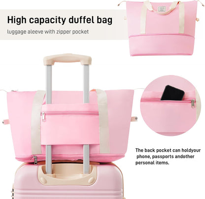 Hardshell Luggage Set, Travel Suitcase Set | Carry on suitcase,Travel luggage set with double spinner wheels and lock.14" 20" 24" 28"+Duffel Bag+Toiletry Bag - Colors B