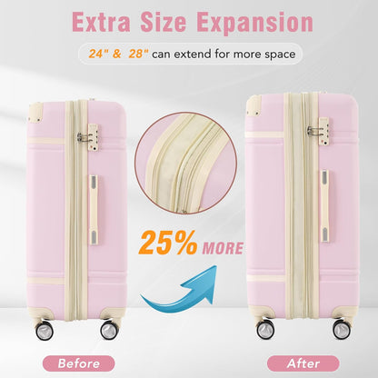 Hardshell Luggage Set, Travel Suitcase Set | Carry on suitcase,Travel luggage set with double spinner wheels and lock.14" 20" 24" 28"+Duffel Bag+Toiletry Bag - Colors B