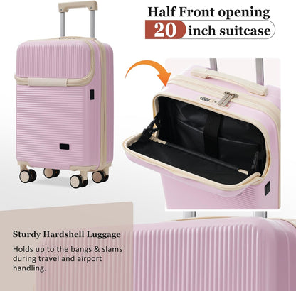 Hardshell Luggage Set, Travel Suitcase Set | Carry on suitcase,Travel luggage set with double spinner wheels and lock.14" 20" 24" 28"+Duffel Bag+Toiletry Bag - Colors B