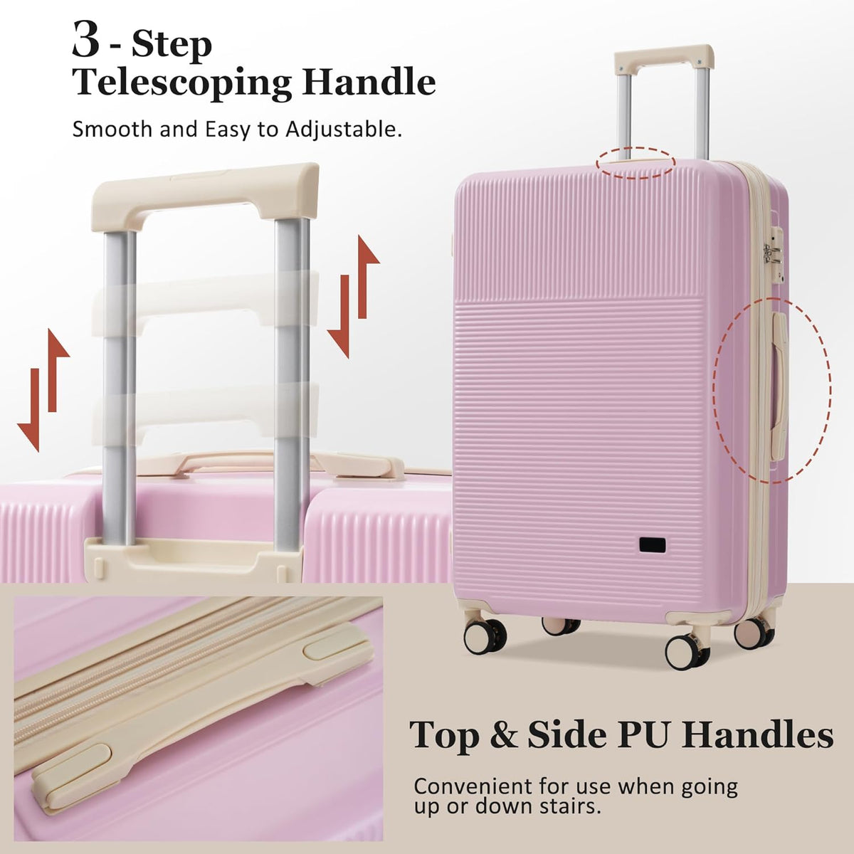 Hardshell Luggage Set, Travel Suitcase Set | Carry on suitcase,Travel luggage set with double spinner wheels and lock.14" 20" 24" 28"+Duffel Bag+Toiletry Bag - Colors B