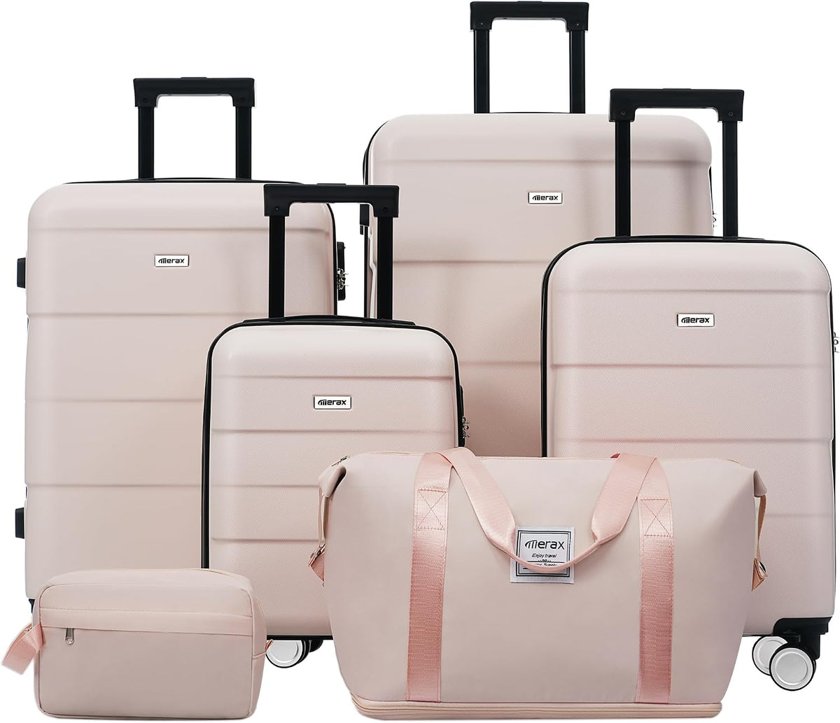 Hardshell Luggage Set, Travel Suitcase Set | Carry on suitcase,Travel luggage set with double spinner wheels and lock.14" 20" 24" 28"+Duffel Bag+Toiletry Bag - Colors B