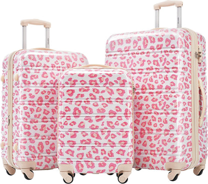 Hardshell Luggage Set, Travel Suitcase Set | Carry on suitcase,Travel luggage set with double spinner wheels and lock.14" 20" 24" 28"+Duffel Bag+Toiletry Bag - Colors B