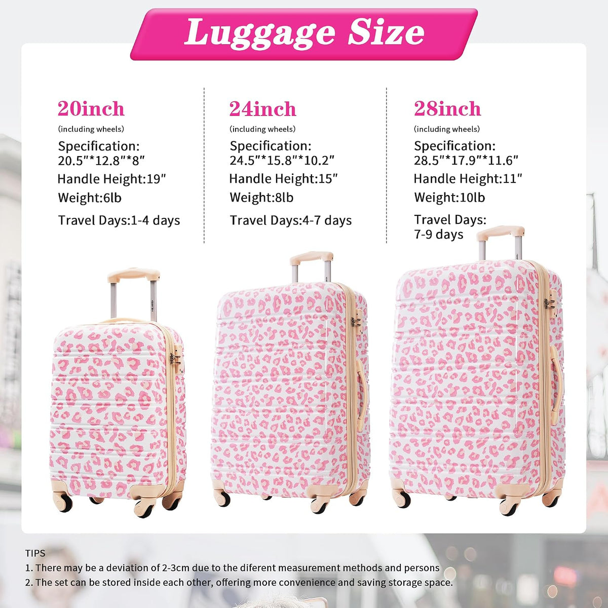 Hardshell Luggage Set, Travel Suitcase Set | Carry on suitcase,Travel luggage set with double spinner wheels and lock.14" 20" 24" 28"+Duffel Bag+Toiletry Bag - Colors B