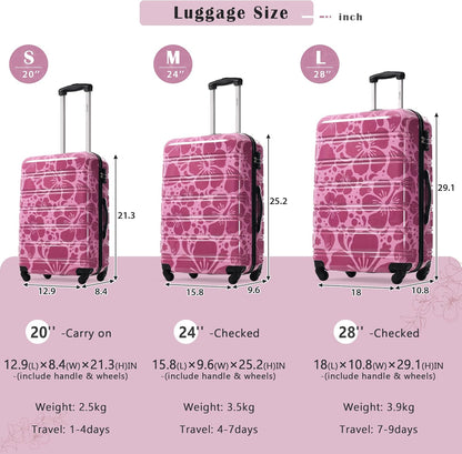 Hardshell Luggage Set, Travel Suitcase Set | Carry on suitcase,Travel luggage set with double spinner wheels and lock.14" 20" 24" 28"+Duffel Bag+Toiletry Bag - Colors B