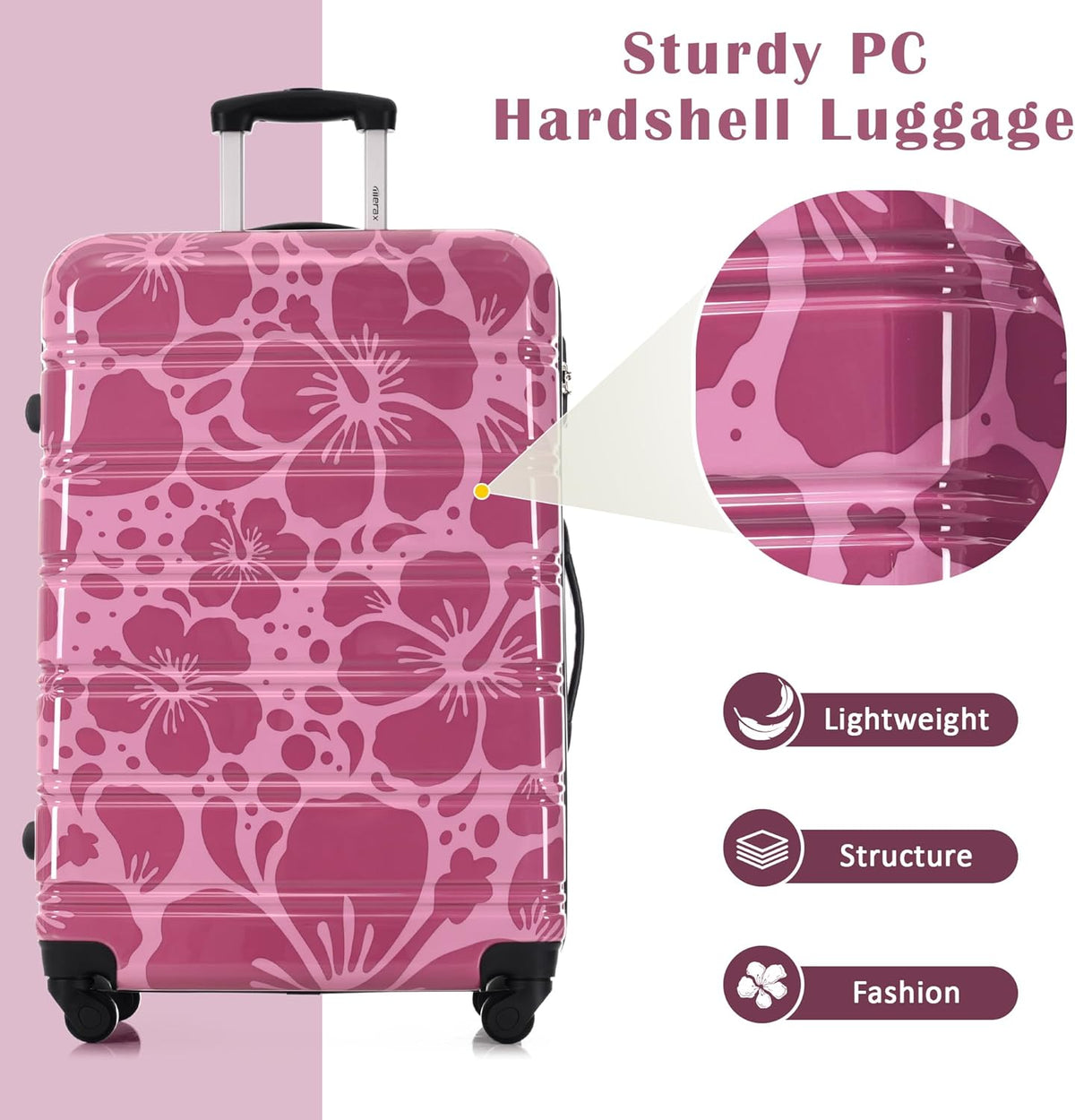 Hardshell Luggage Set, Travel Suitcase Set | Carry on suitcase,Travel luggage set with double spinner wheels and lock.14" 20" 24" 28"+Duffel Bag+Toiletry Bag - Colors B