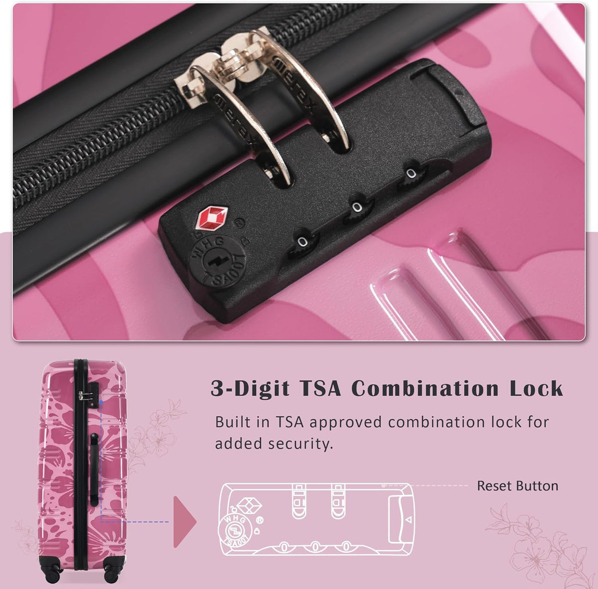 Hardshell Luggage Set, Travel Suitcase Set | Carry on suitcase,Travel luggage set with double spinner wheels and lock.14" 20" 24" 28"+Duffel Bag+Toiletry Bag - Colors B