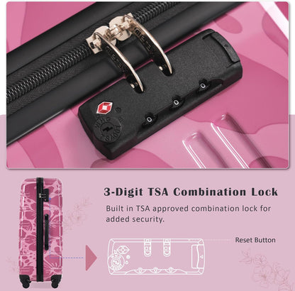 Hardshell Luggage Set, Travel Suitcase Set | Carry on suitcase,Travel luggage set with double spinner wheels and lock.14" 20" 24" 28"+Duffel Bag+Toiletry Bag - Colors B