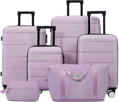 Hardshell Luggage Set, Travel Suitcase Set | Carry on suitcase,Travel luggage set with double spinner wheels and lock.14" 20" 24" 28"+Duffel Bag+Toiletry Bag - Colors B