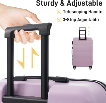 Hardshell Luggage Set, Travel Suitcase Set | Carry on suitcase,Travel luggage set with double spinner wheels and lock.14" 20" 24" 28"+Duffel Bag+Toiletry Bag - Colors B