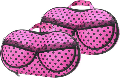 Bra Travel Case 2 Pack, Portable Bra Lingerie Storage Bikini Bag - Waterproof Underwear Organizer for Bra Sizes 30A-36C Cups